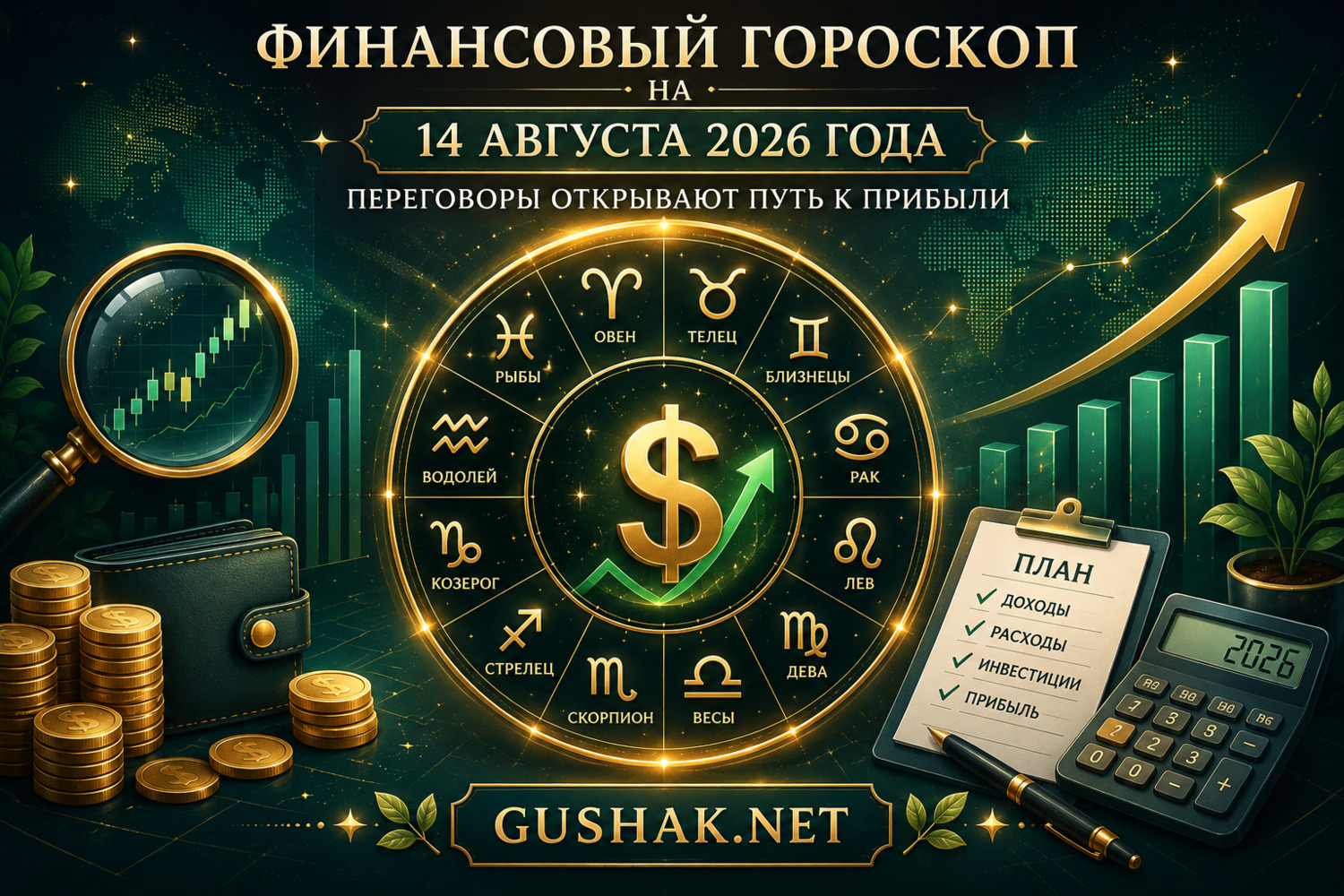 Финансовый гороскоп на 14 августа 2026 года для всех знаков зодиака