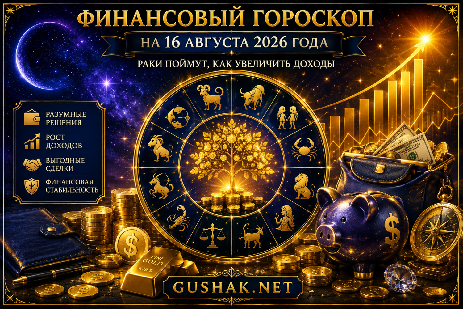 Финансовый гороскоп на 16 августа 2026 года для всех знаков
